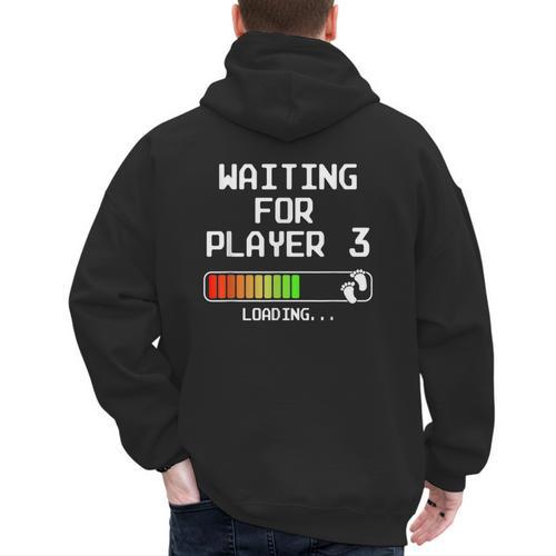 Expectant Dad To Be Gamer Pregnancy Announcement Player 3 Men's Hoodie Back Print - Father's Day Fun
