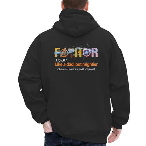 Fa-Thor Like Dad Just Way Mightier Hero Fathers Day Men's Hoodie Back Print - Father's Day Fun