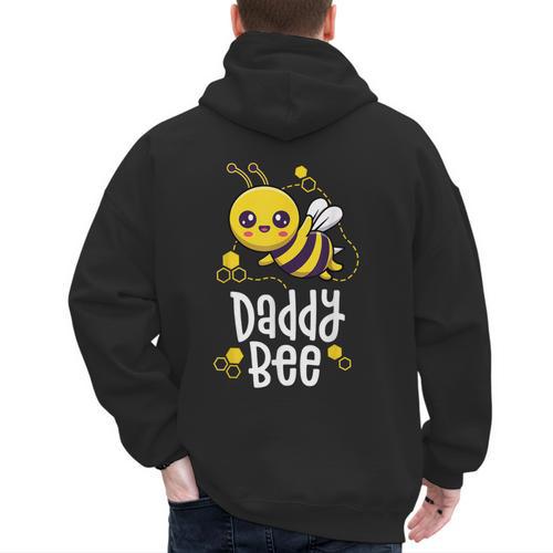 Family Bee Shirts Dad Daddy First Bee Day Outfit Birthday Men's Hoodie Back Print - Father's Day Fun