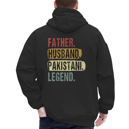 Father Husband Pakistani Legend Pakistan Dad Father's Day Men's Hoodie Back Print - Father's Day Fun