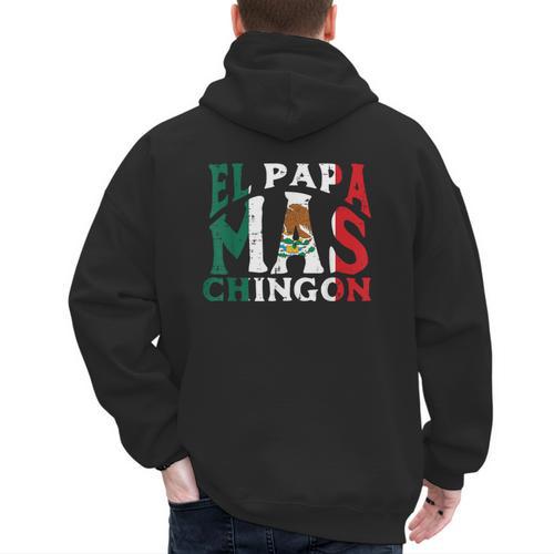 Fathers Day El Papa Mas Chingon Mexican Dad Spanish Men's Hoodie Back Print - Father's Day Fun