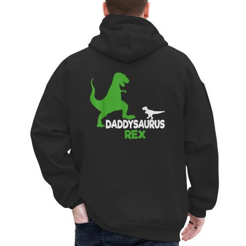 Father's Day Idea Daddysaurus Rex T-Shirt Men's Hoodie Back Print - Father's Day Fun