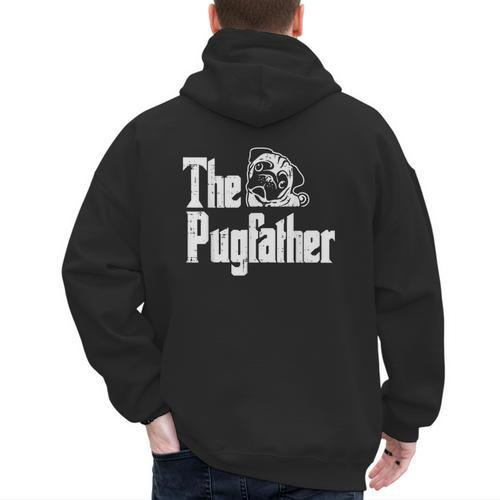 Fathers Day The Pug Father Pug Daddy Papa Fur Dad Dog Owner Men's Hoodie Back Print - Father's Day Fun