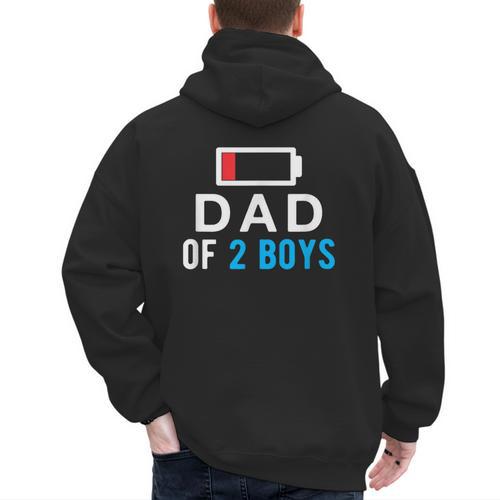 Father's Day Tee Dad Of 2 Boys Man Idea Men's Hoodie Back Print - Father's Day Fun