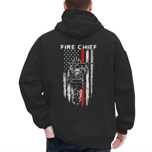 Fire Chief American Flag Gifts For Fire Chief Dad Grandpa Men's Hoodie Back Print - Father's Day Fun