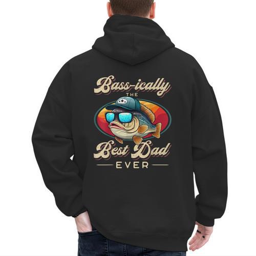 Fishing Father's Day Dad Fisherman Birthday Graphic Men's Hoodie Back Print - Father's Day Fun