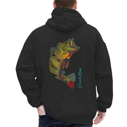 Fishing Shirts PEACOCK BASS Fishing Art Shirt For Dad Men's Hoodie Back Print - Father's Day Fun