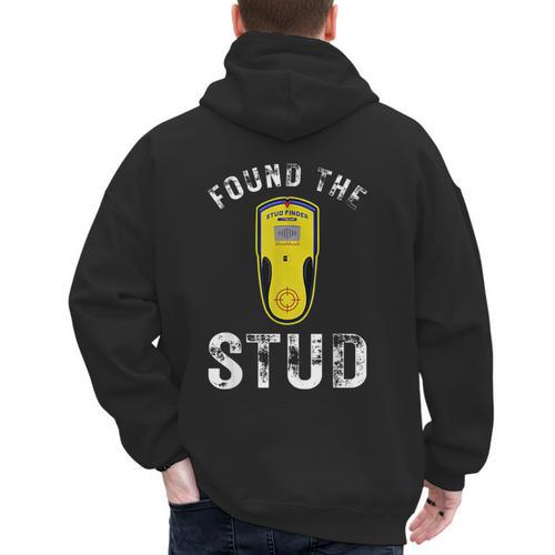 Found The Stud Dad Joke Handy Tools Stud Finder Men's Hoodie Back Print - Father's Day Fun