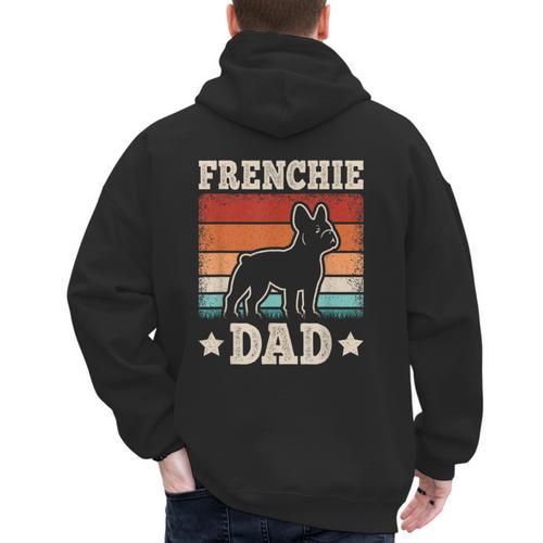 Frenchie Dad Retro French Bulldog Lover Daddy Men Men's Hoodie Back Print - Father's Day Fun
