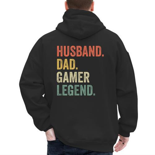 Gamer Husband Dad Video Game Legend Father's Day Men's Hoodie Back Print - Father's Day Fun