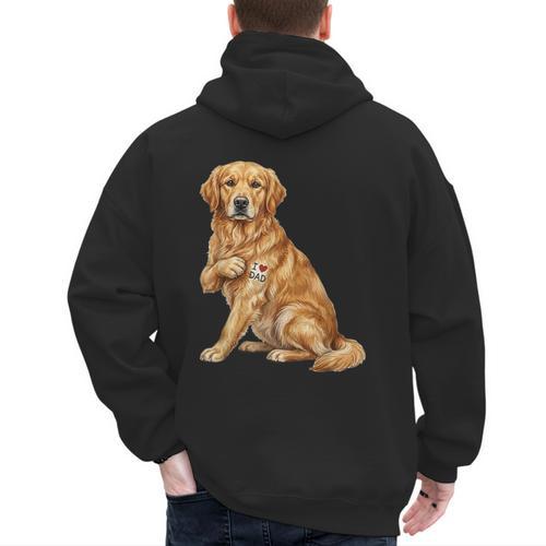 Golden Retriever I Love Dad Dog Dad Father's Day Men's Hoodie Back Print - Father's Day Fun