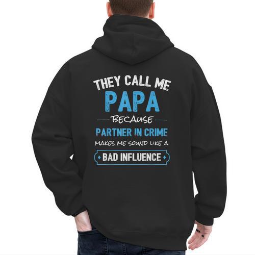 Grandpa Papa Partner In Crime Dad Men's Hoodie Back Print - Father's Day Fun