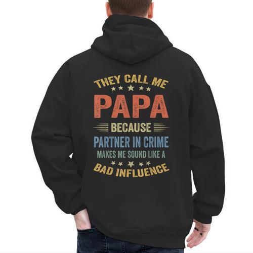 Grandpa Shirts Dad Partner In Crime Shirt Men's Hoodie Back Print - Father's Day Fun