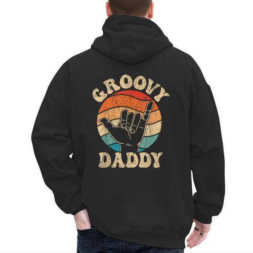 Groovy Daddy 70s Aesthetic Nostalgia 1970's Retro Groovy Dad Men's Hoodie Back Print - Father's Day Fun