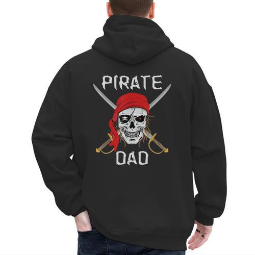 Halloween Pirate Skull Apparel Pirate Dad V-Neck Short Sleeve Cotton 100 T-Shirt Small Men's Hoodie Back Print - Father's Day Fun