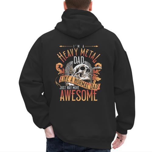 Heavy Metal Cooler Dad Punk Rock Music Lover Men's Hoodie Back Print - Father's Day Fun
