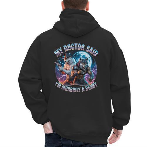 I'm A Beast Alpha Man Alpha Wolves Jokes Dad Papa Alpha Wolf Men's Hoodie Back Print - Father's Day Fun