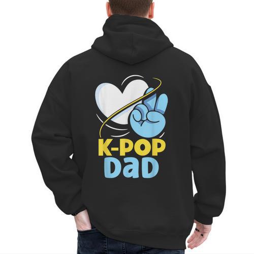 K-POP Dad Korean Lover K-Pop Music Cute Father Daddy Papa Men's Hoodie Back Print - Father's Day Fun