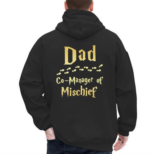 Magical Dad Manager Of Mischief Birthday Family Matching Men's Hoodie Back Print - Father's Day Fun