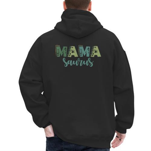Mama Saurus Dinosaur Birthday Mom Dad Birthday Boy T-Rex Men's Hoodie Back Print - Father's Day Fun