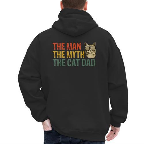 The Man The Myth The Cat Dad Cat Daddy Vintage Men's Hoodie Back Print - Father's Day Fun