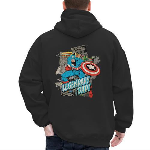 Marvel Captain America Legendary Dad Father's Day Men's Hoodie Back Print - Father's Day Fun