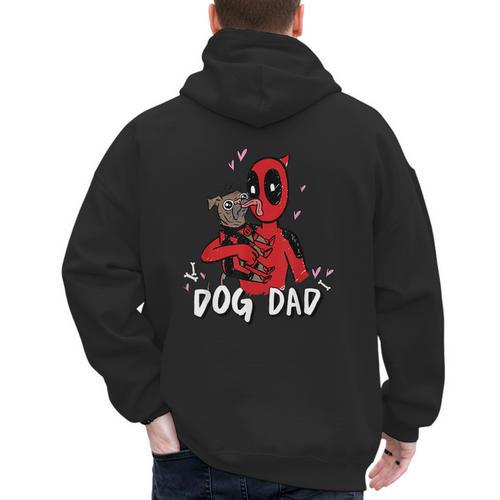Marvel Super Heroes Pets Deadpool Loves Dogpool Dog Dad Men's Hoodie Back Print - Father's Day Fun