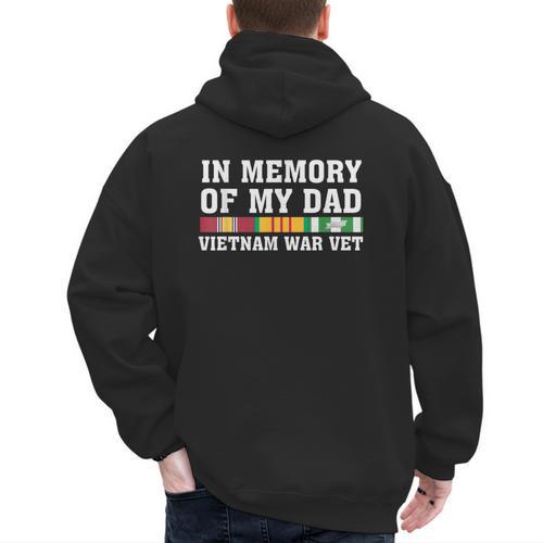 In Memory Of My Dad Vietnam Veteran Family Matching Men's Hoodie Back Print - Father's Day Fun