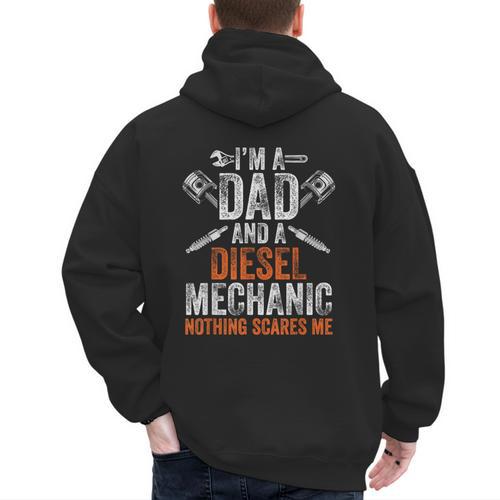 For Men Father's Day Halloween Diesel Mechanic Dad Men's Hoodie Back Print - Father's Day Fun