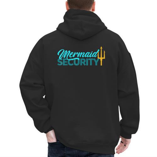 Mermaid Security Birthday Party Matching Dad Boys Men's Hoodie Back Print - Father's Day Fun