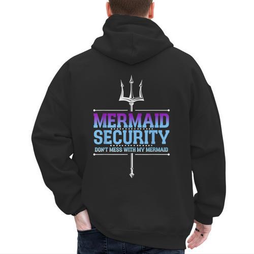 Mermaid Security Merman Merdad Mermaid Squad Fathers Day Dad Men's Hoodie Back Print - Father's Day Fun