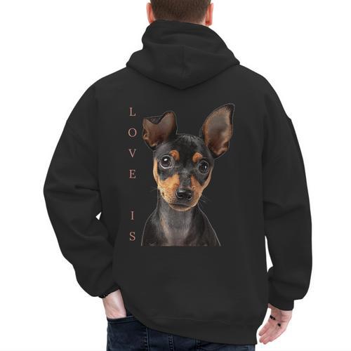 Miniature Pinscher Shirt Dog Mom Dad Tshirt Love Puppy Pet Men's Hoodie Back Print - Father's Day Fun