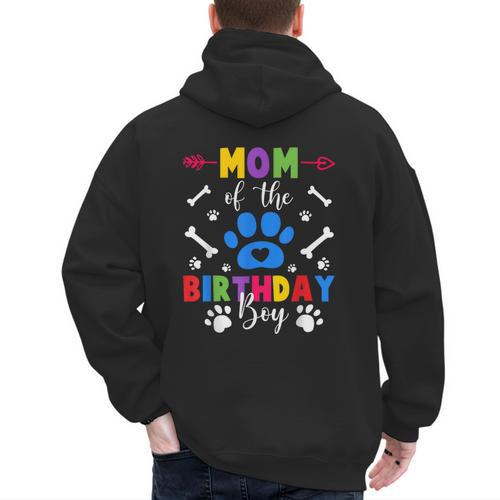Mom And Dad Mom Of The Birthday Boy Dog Paw Family Matching Men's Hoodie Back Print - Father's Day Fun