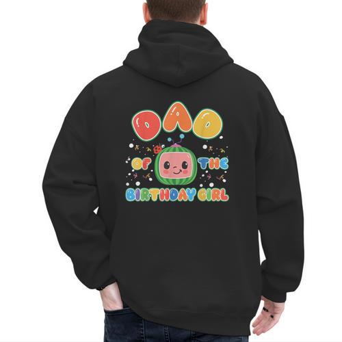 Mom And Dad Of The Birthday Girl Melon Family Matching Men's Hoodie Back Print - Father's Day Fun