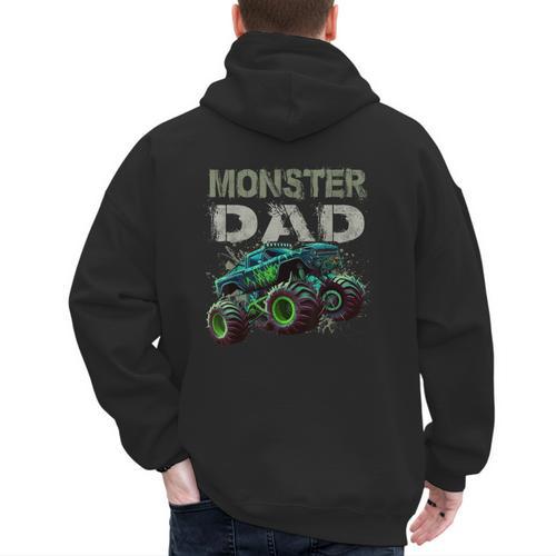 Monster Truck Dad Family Matching Monster Truck Lovers Men's Hoodie Back Print - Father's Day Fun