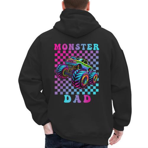 Monster Truck Dad Family Matching Shirt Truck Lovers Men's Hoodie Back Print - Father's Day Fun