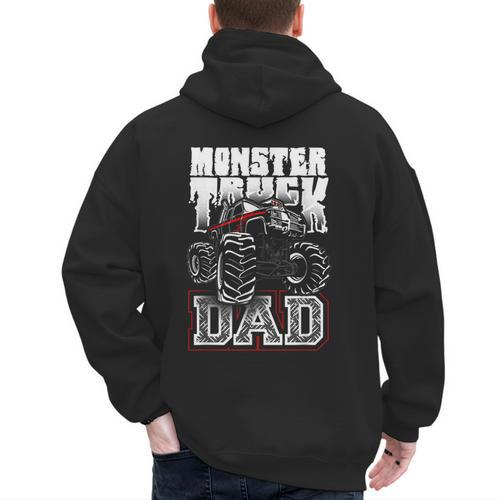 Monster Truck Dad Tshirt Men's Hoodie Back Print - Father's Day Fun