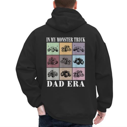 In My Monster Trucks Dad Era Men's Hoodie Back Print - Father's Day Fun