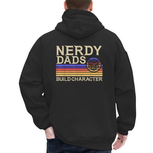 Nerdy Dad RPG Gaming D20 Tabletop Games RPG Gamer Men's Hoodie Back Print - Father's Day Fun
