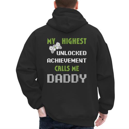 Nerdy Father Day Gamer Dad Daddy Men Love Video Gaming Men's Hoodie Back Print - Father's Day Fun