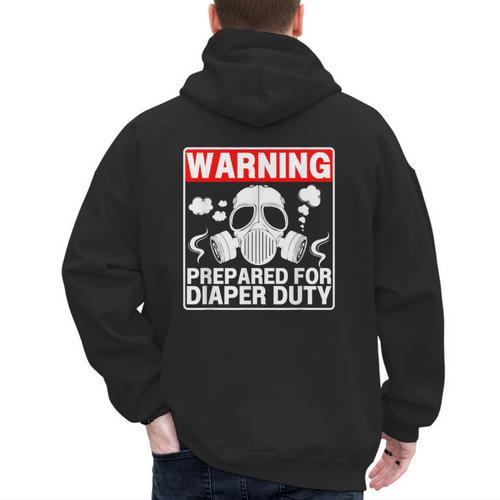 New Dad Prepared For Diaper Duty Daddy Diaper Duty Men's Hoodie Back Print - Father's Day Fun