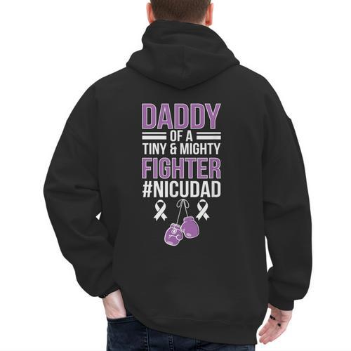 NICU Dad Micro Preemie Baby Dad Of NICU Warrior Appreciation Men's Hoodie Back Print - Father's Day Fun