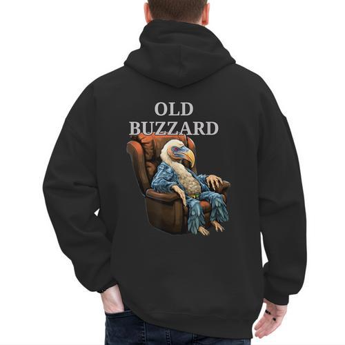 Old Buzzard Bird Old Man Grandpa Recliner Dads Joke Men's Hoodie Back Print - Father's Day Fun