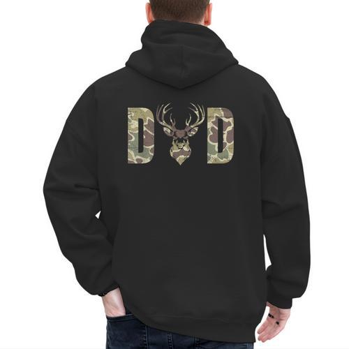 Old School Camo Dad Hunting Camouflage Deer Father's Day Men's Hoodie Back Print - Father's Day Fun