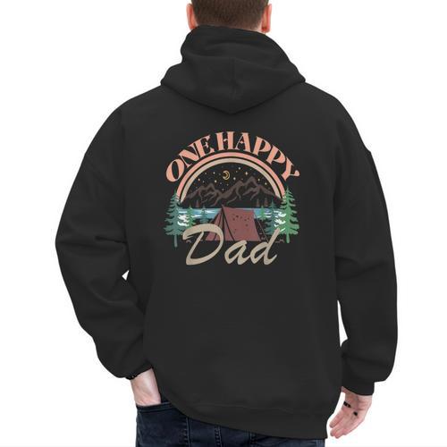 One Happy Dad First Birthday Camping Matching Family Party Men's Hoodie Back Print - Father's Day Fun