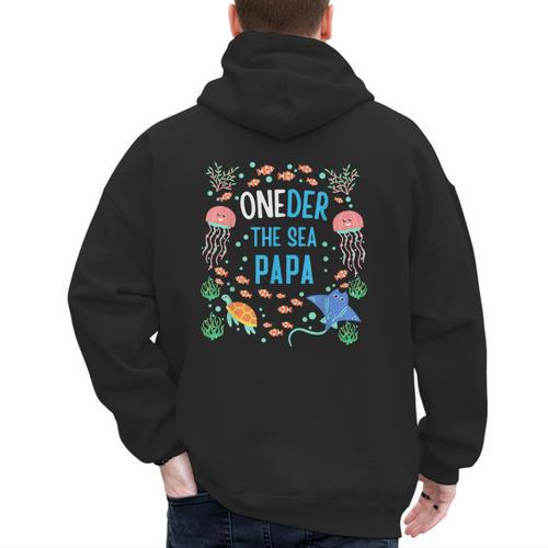 OneDer The Sea Papa 1st Birthday Dad Matching Men's Hoodie Back Print - Father's Day Fun