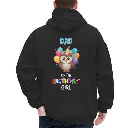 Owl Dad Birthday Party Dad Of The Birthday Girl Owl Men's Hoodie Back Print - Father's Day Fun