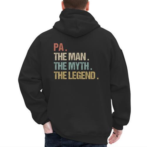 Pa The Man Myth Legend Shirt Father Dad Men's Hoodie Back Print - Father's Day Fun