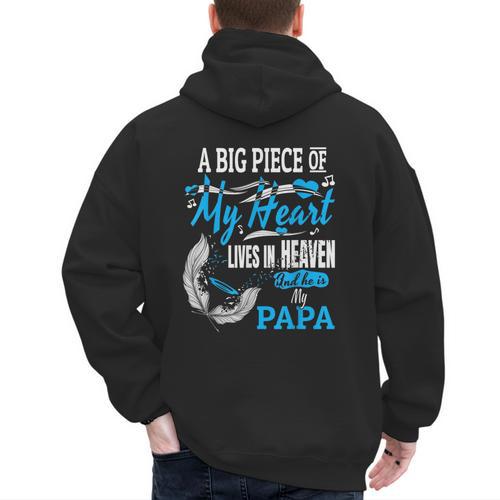My Papa Lives In Heaven Shirt Memorial Day Papa Dad Grandpa Men's Hoodie Back Print - Father's Day Fun