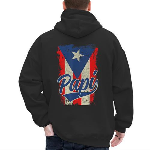 Papi Puerto Rican Dad Puerto Rico Pride Boricua Father's Day Men's Hoodie Back Print - Father's Day Fun